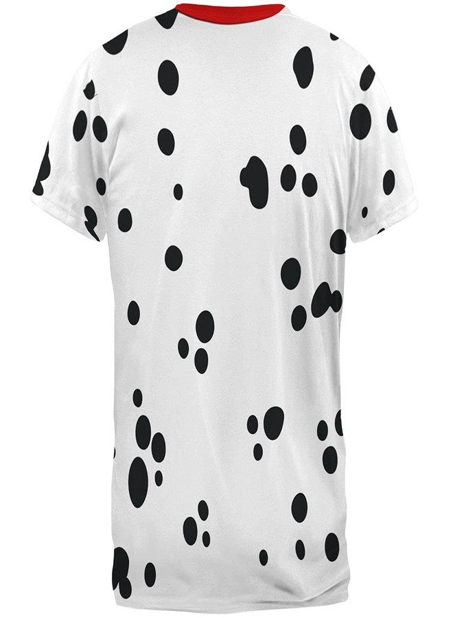 Animal World Dog Dalmatian Costume Red Collar All Over Adult T-Shirt - Large - Image 2